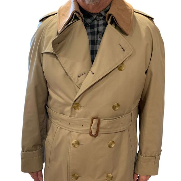 Burberry 80s Nova Check Wool/Camel Hair Liner Double Breasted Trenchcoat Men 44R - Picture 5 of 12